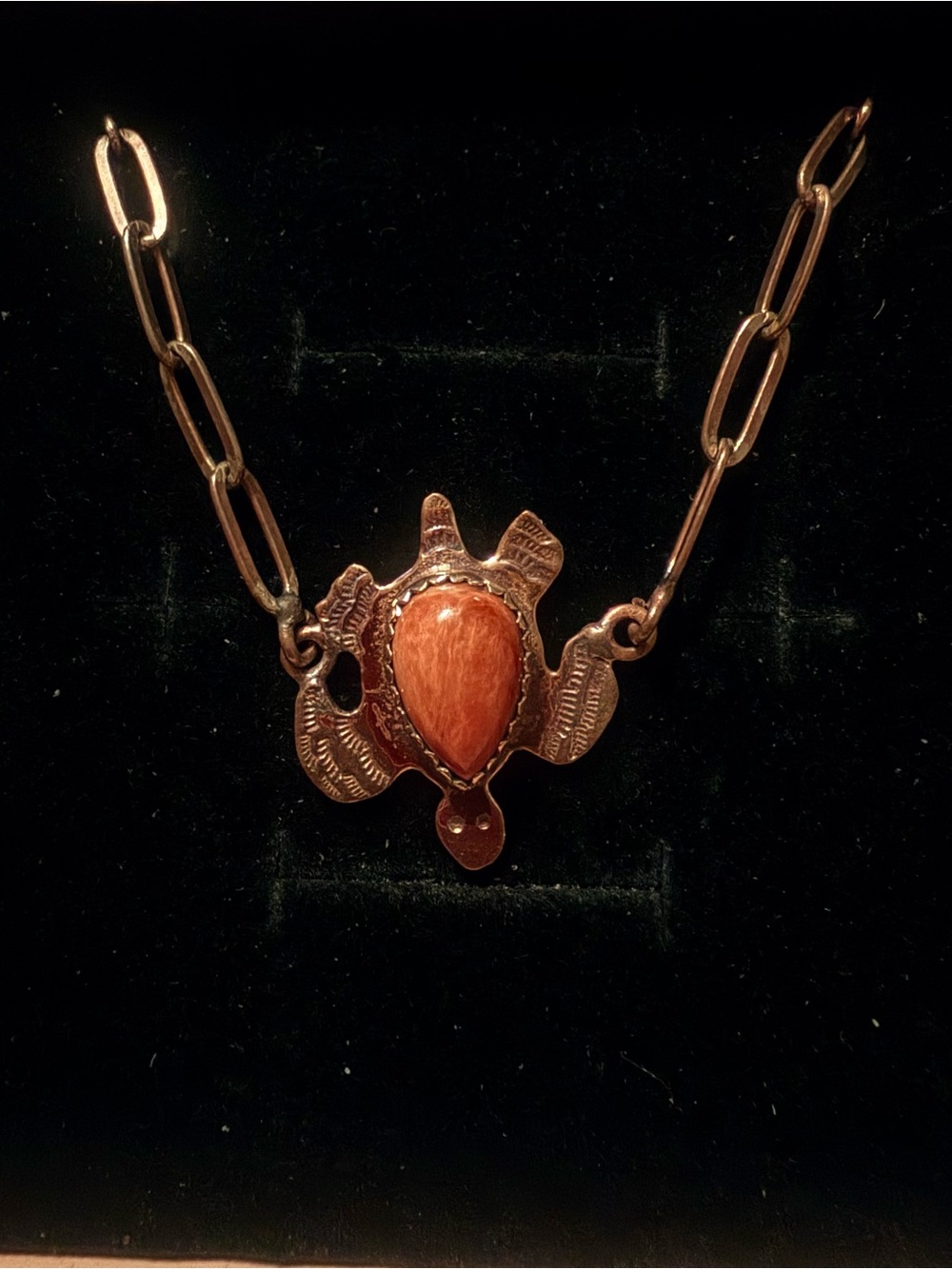 Southwestern Copper Spiny Oyster Turtle Necklace